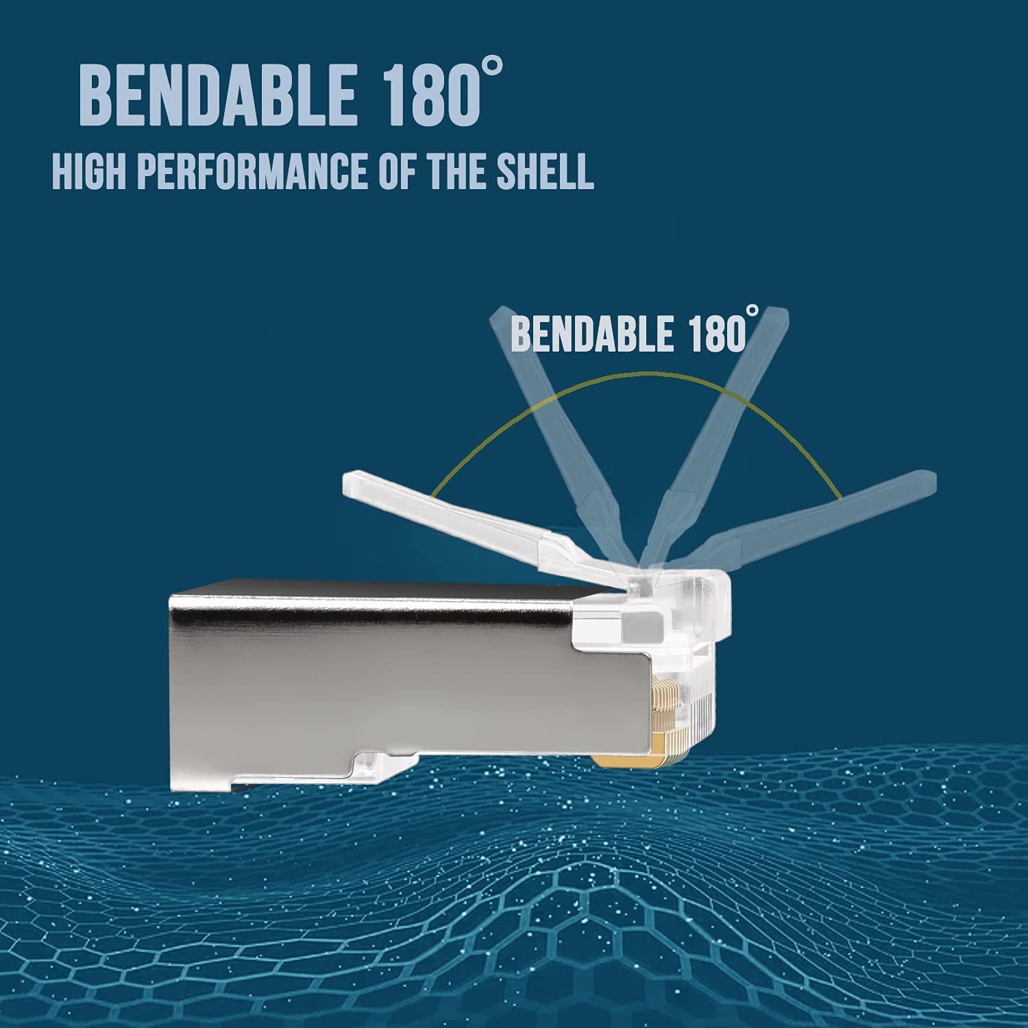 Conectores RJ45 Cat6a 23AWG Baño de Oro PETECHTOOL - 50 Piezas