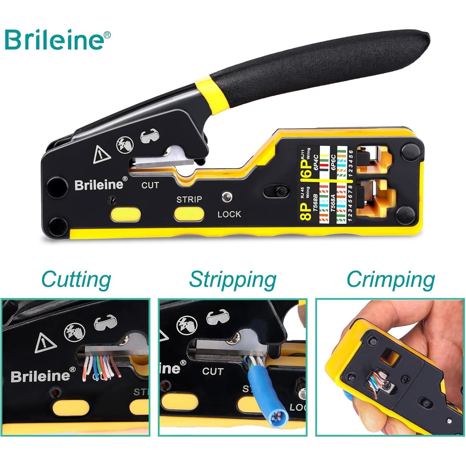 Kit de Crimpado RJ45 Brileine con Probador y 100 Conectores