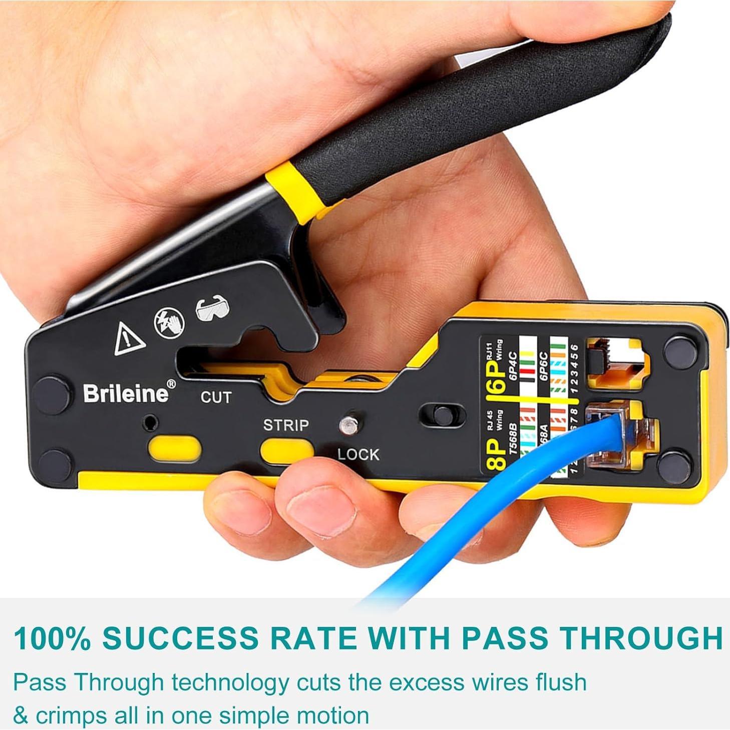 Kit de Crimpado RJ45 Brileine con Probador y 100 Conectores