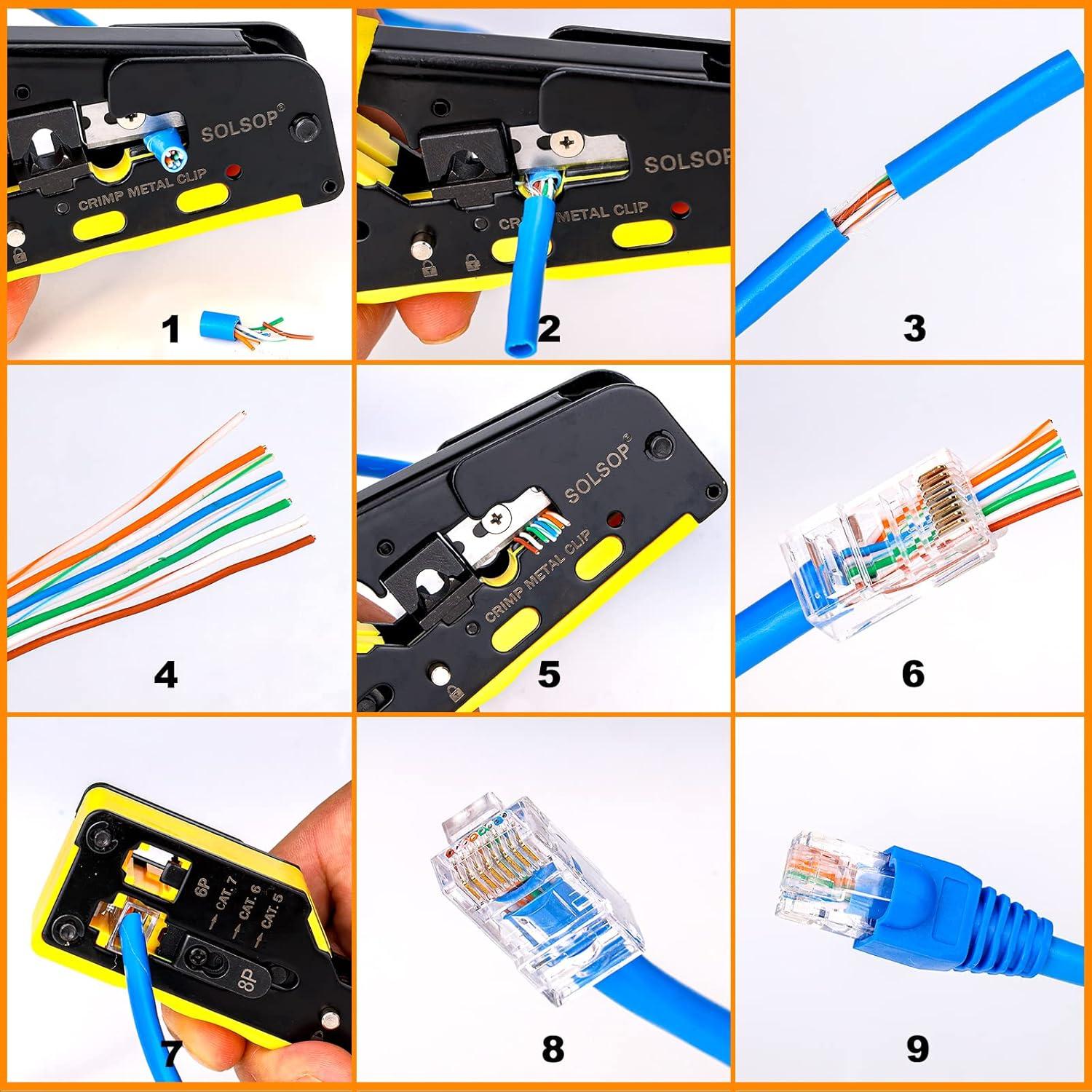 Kit de Crimpado RJ45 Solsop con Probador y 100 Conectores