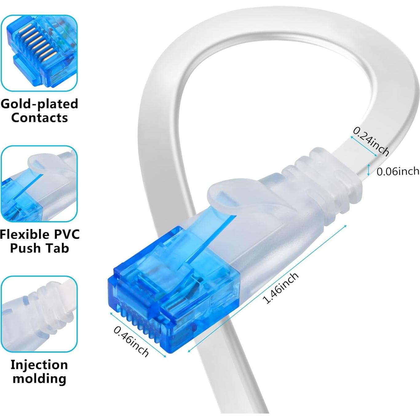 Cable Ethernet Plano Cat 6 Ercielook 45.72m Blanco Alta Velocidad