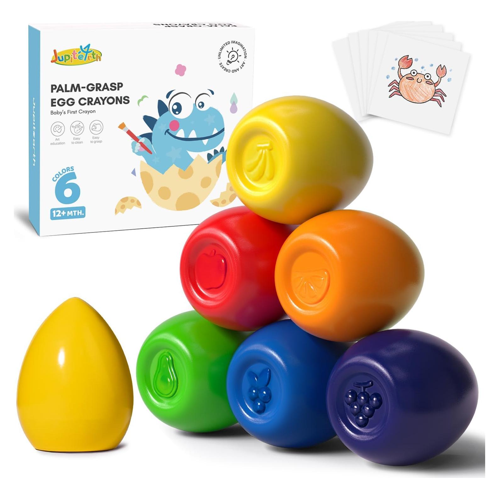 Crayones en Forma de Huevo JUPITEARTH 6 Colores Jumbo
