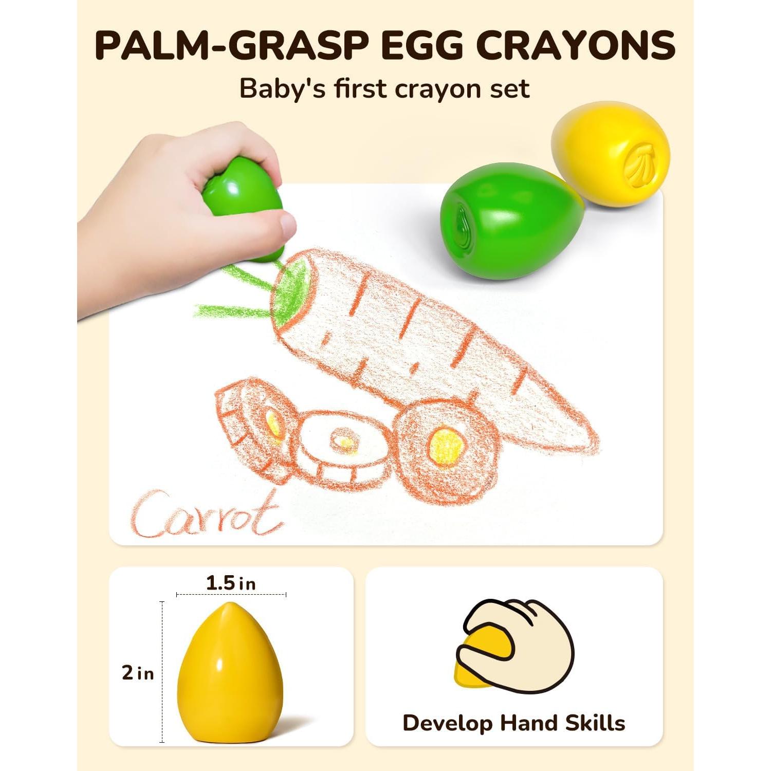 Crayones en Forma de Huevo JUPITEARTH 6 Colores Jumbo