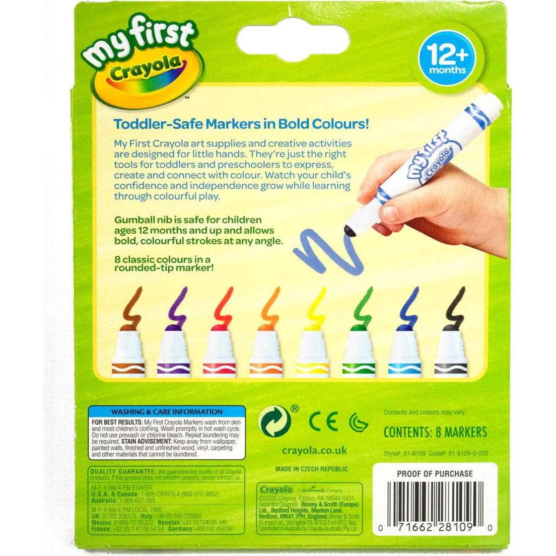 Marcadores Lavables Crayola Mis Primeros 8 Colores para Niños