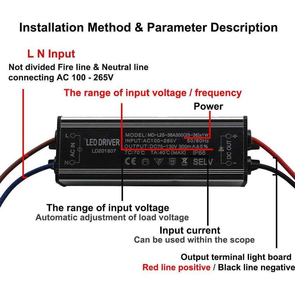 Driver LED a Prueba de Agua Fankerba 300mA 75-130V