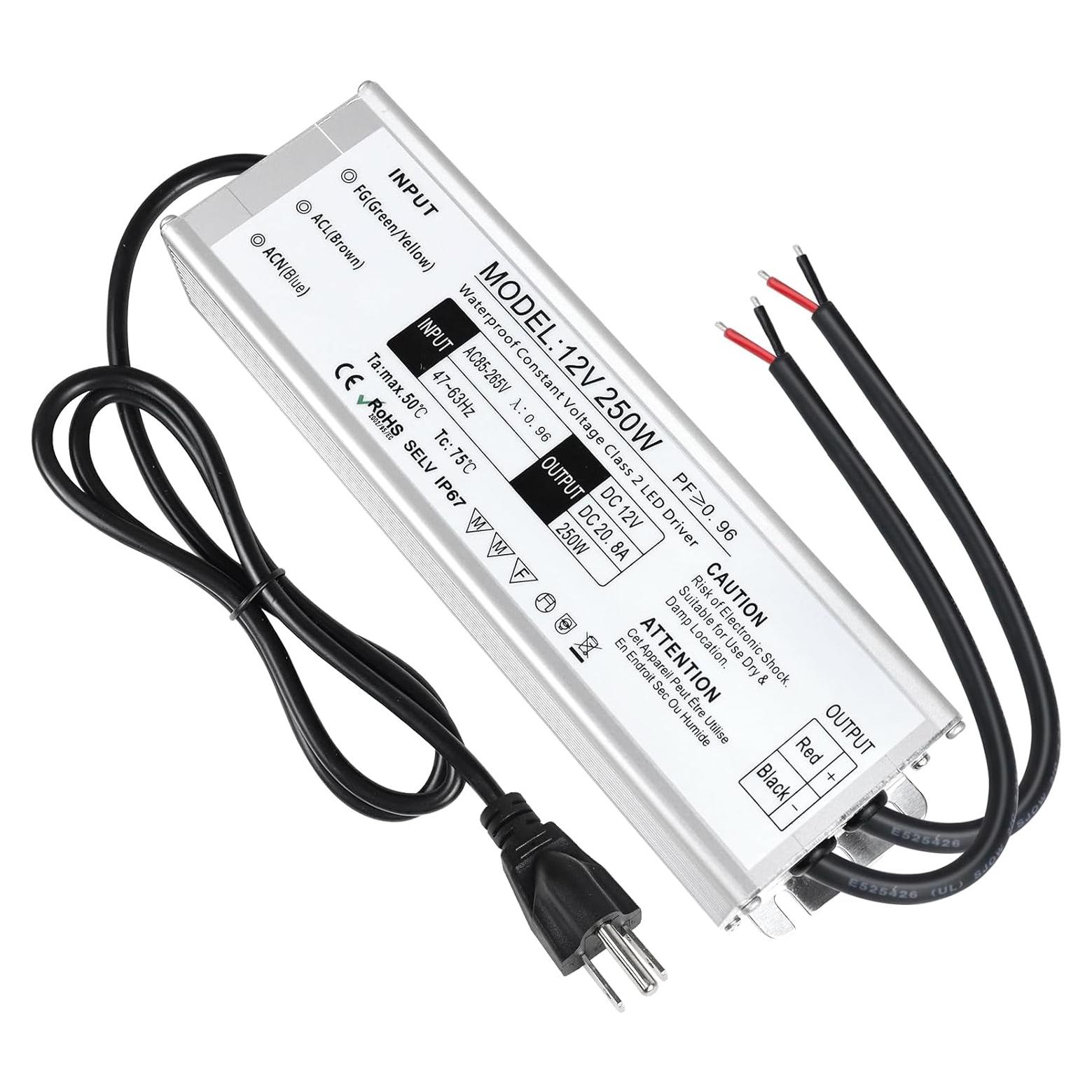 Transformador LED LightingWill 250W IP67 12V DC para Exterior