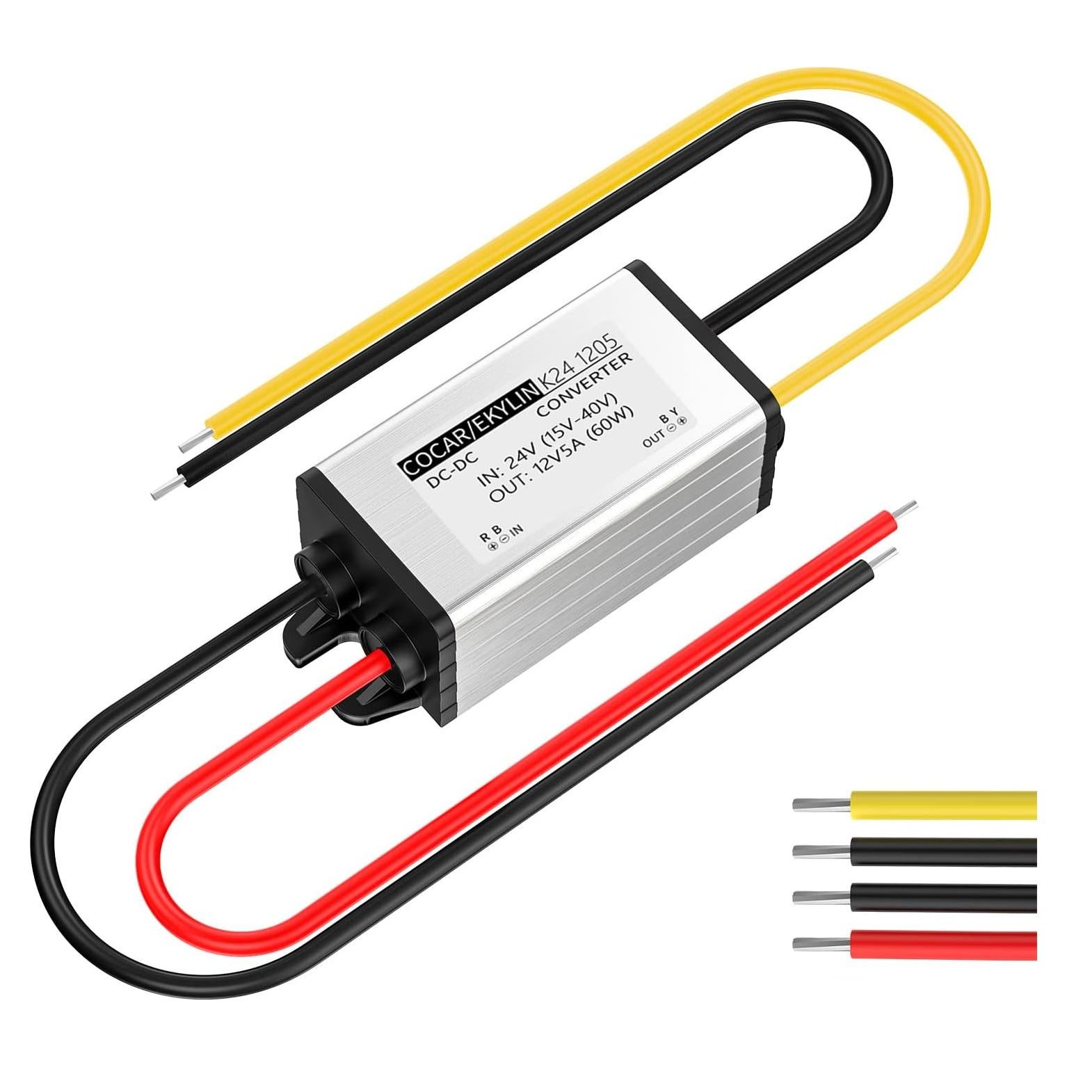 Convertidor DC 24V a 12V 5A EKYLIN Impermeable 60W