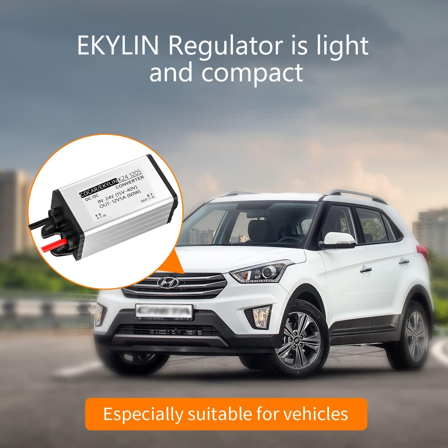 Convertidor DC 24V a 12V 5A EKYLIN Impermeable 60W