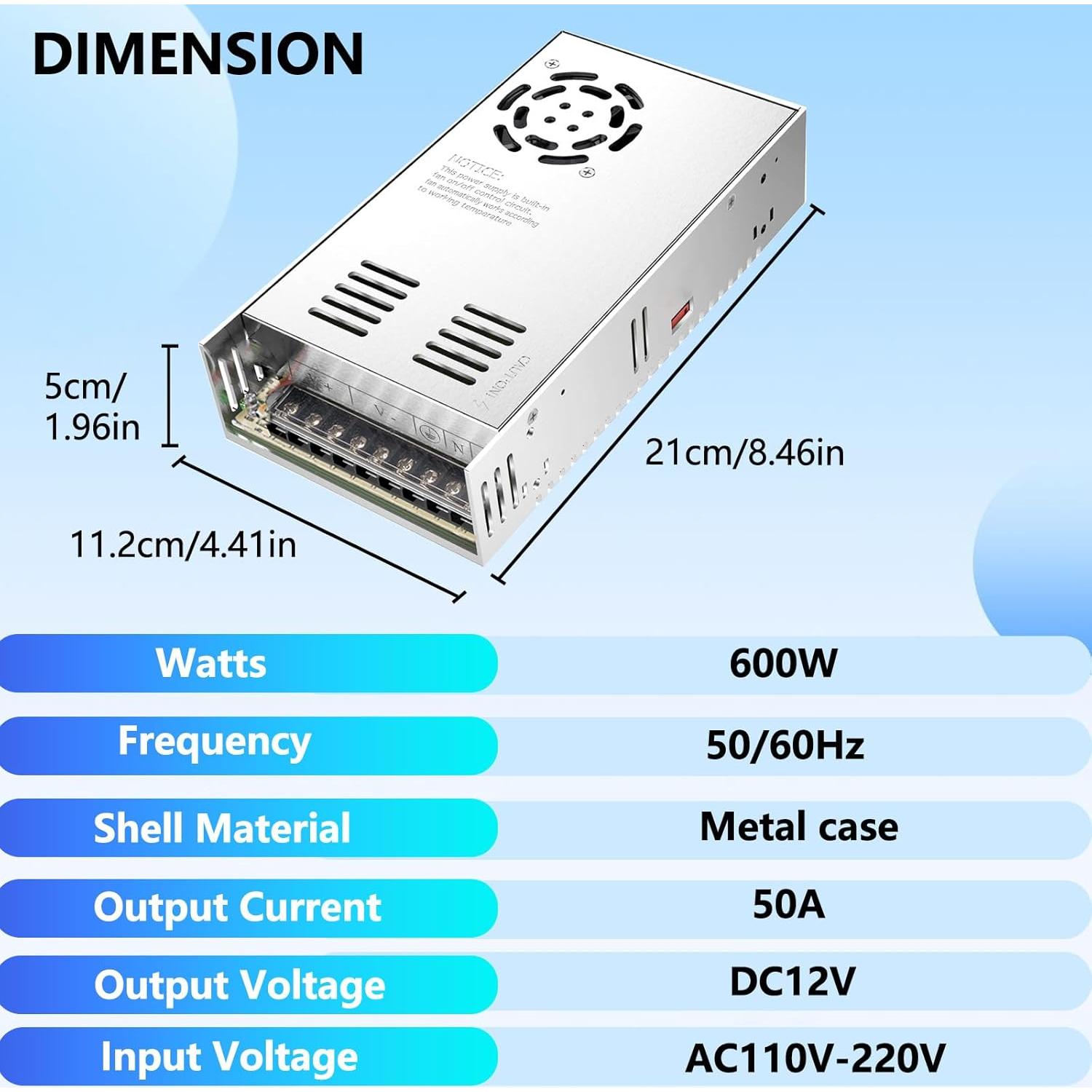 Fuente de Alimentación Conmutada 12V 50A 600W CONPEX
