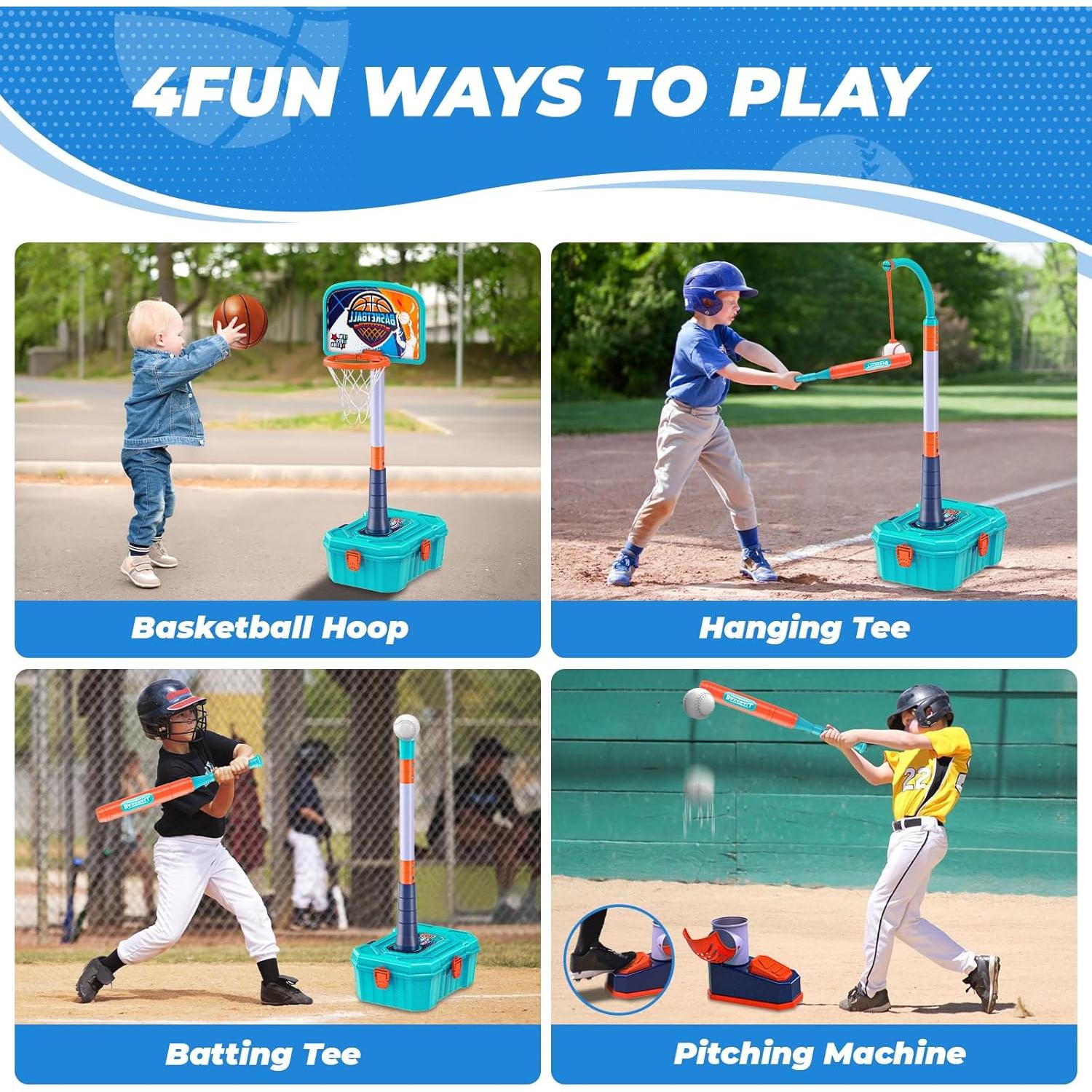 Set 5 en 1 Aro de Baloncesto y T Ball GraceDuck para Niños