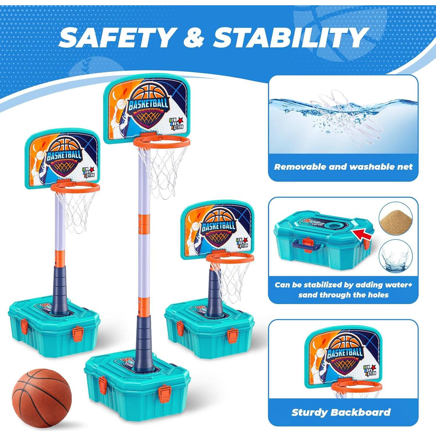 Set 5 en 1 Aro de Baloncesto y T Ball GraceDuck para Niños