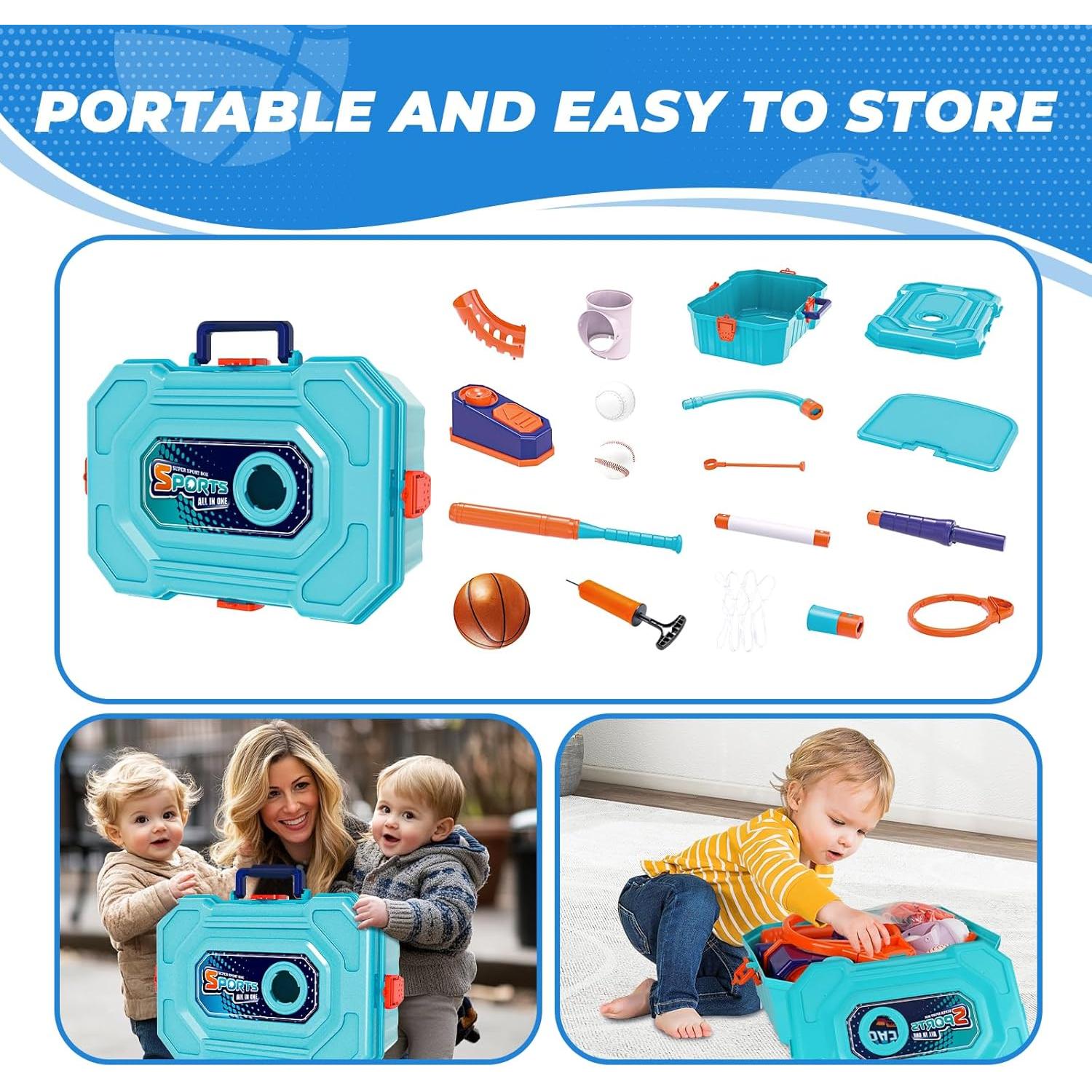 Set 5 en 1 Aro de Baloncesto y T Ball GraceDuck para Niños