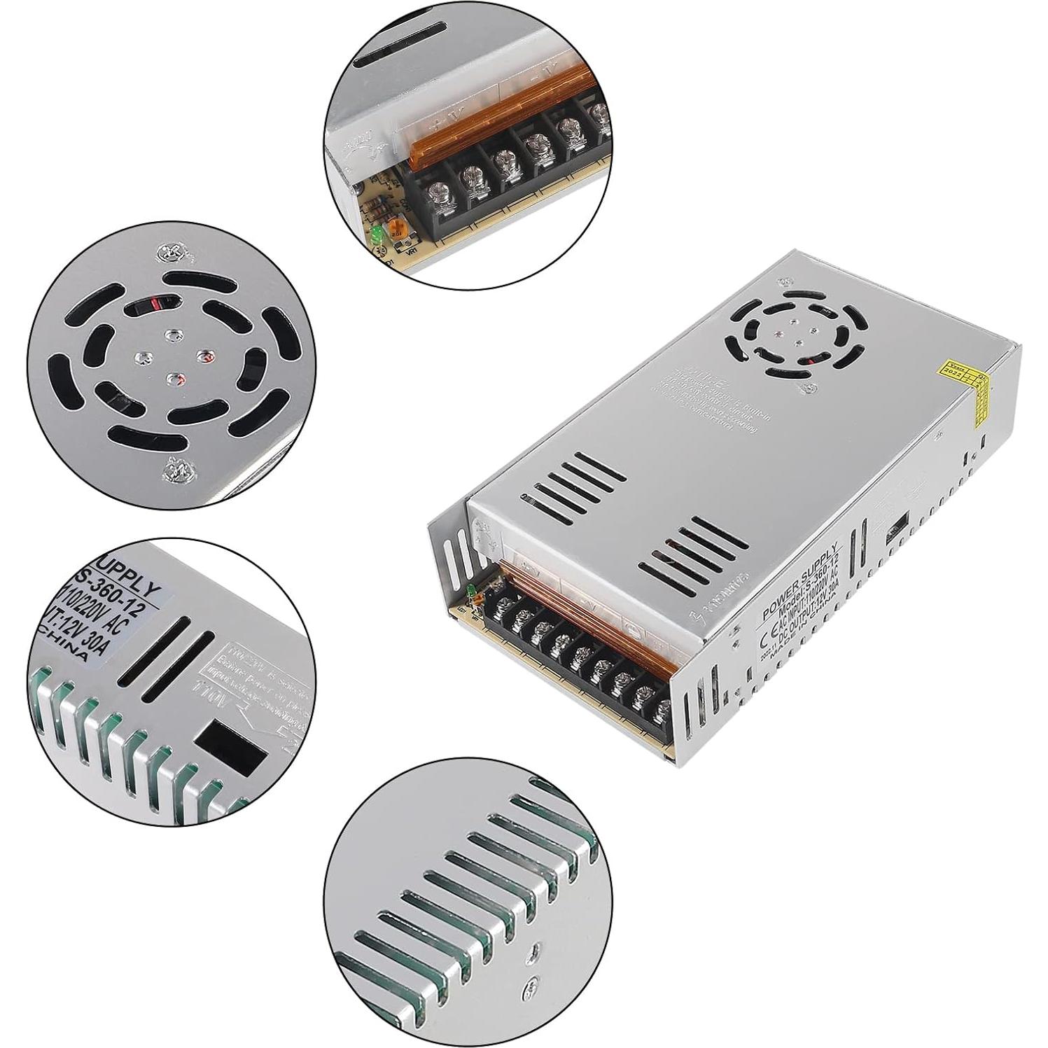 Fuente de Poder Conmutada DIANN 12V 30A 360W para LED