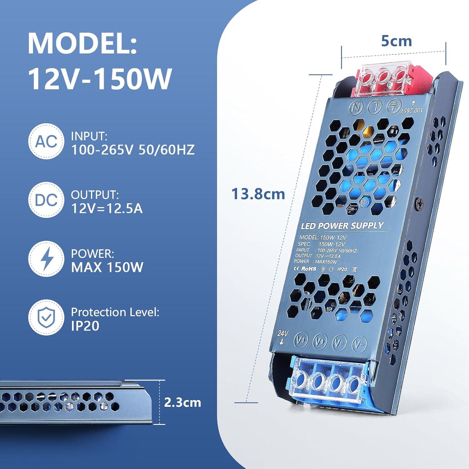 Transformador LED 12V 150W SUCIKORIO Adaptador Silencioso