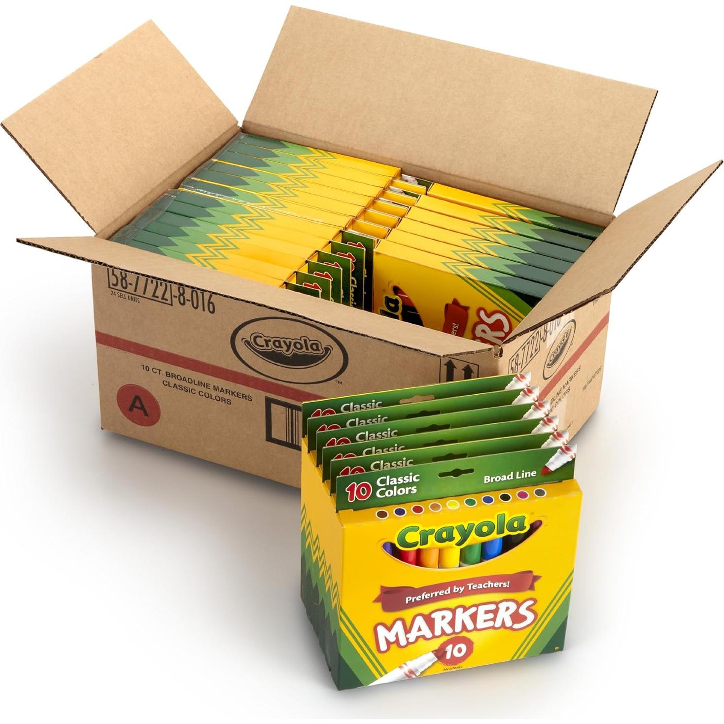 Marcadores Crayola Línea Ancha Clásicos 10 Colores Caja 24