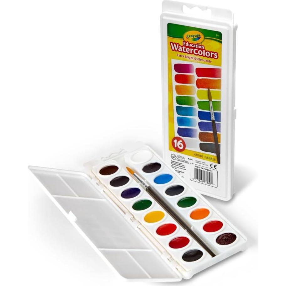 Juego de Pintura Acuarela Crayola 16 Colores Lavables para Niños