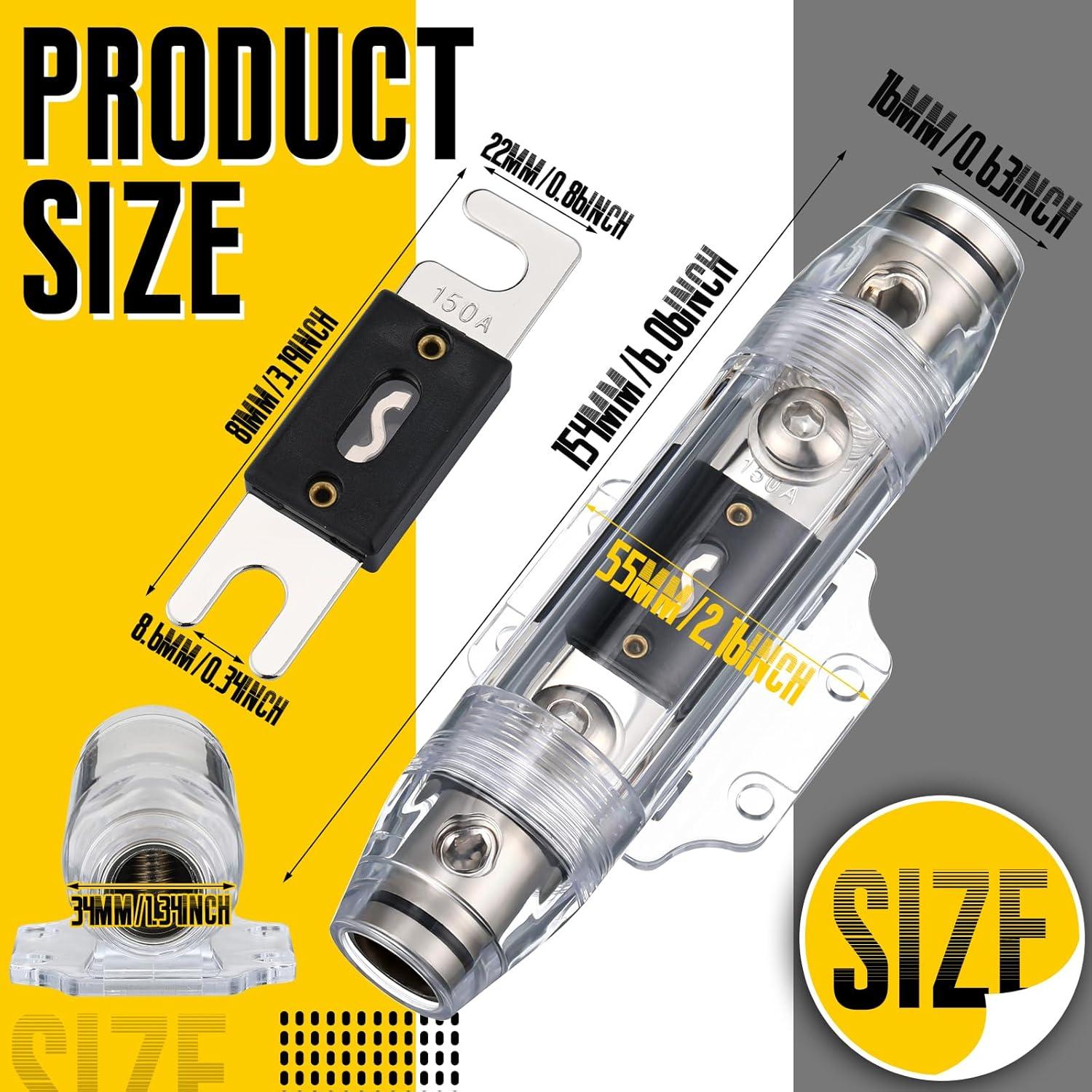 Soporte de Fusible ANL Tondiamo 150A 0/2/4 AWG - 2 Pcs