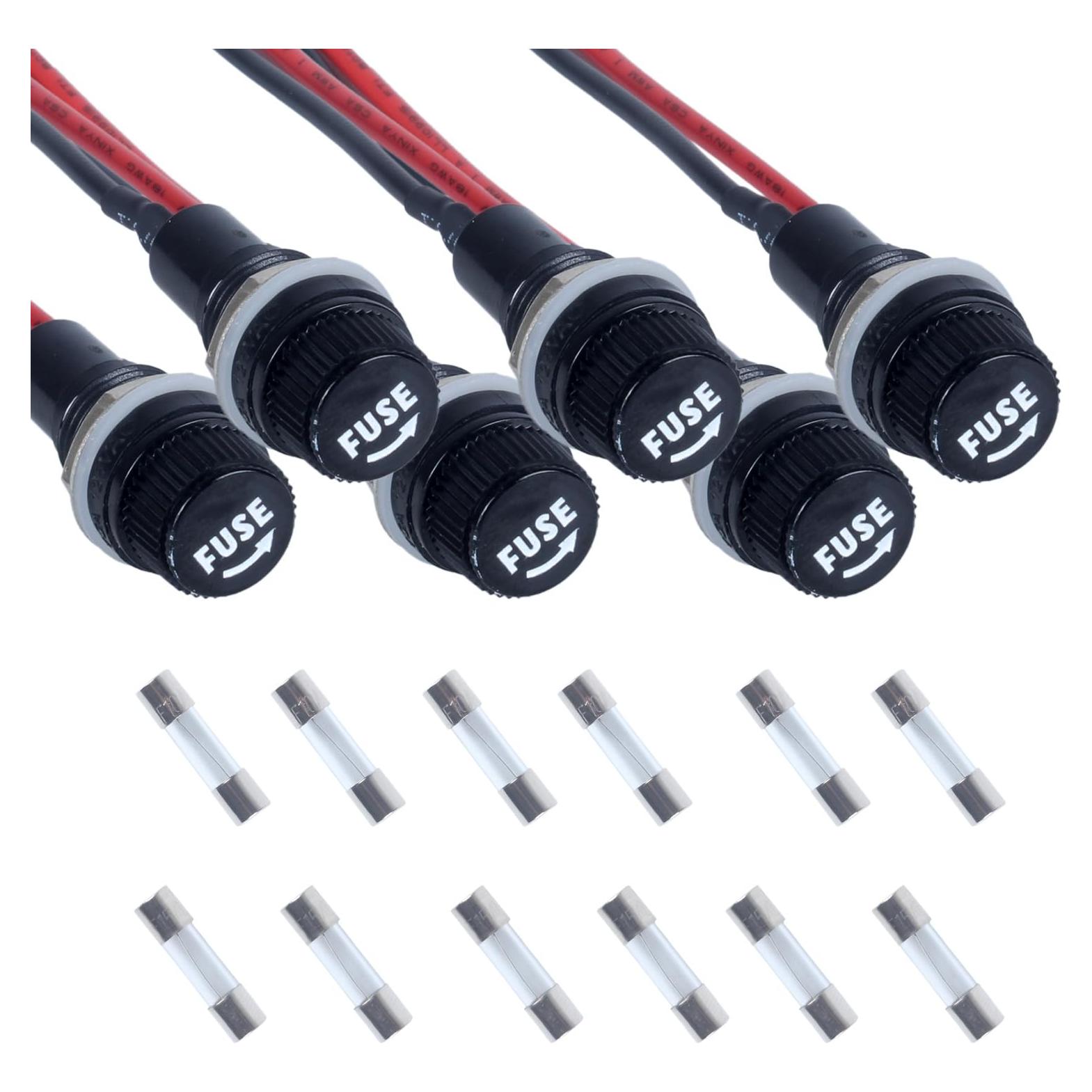 Soporte de Fusible Montado en Panel JIQI 5x20mm 250VAC 10A