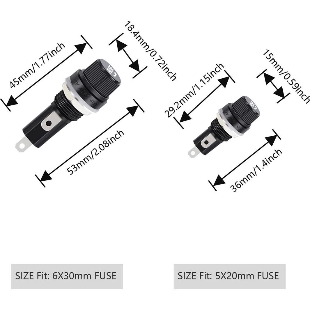 20 Soportes de Fusible Panel Eléctrico Hyamass 5x20mm