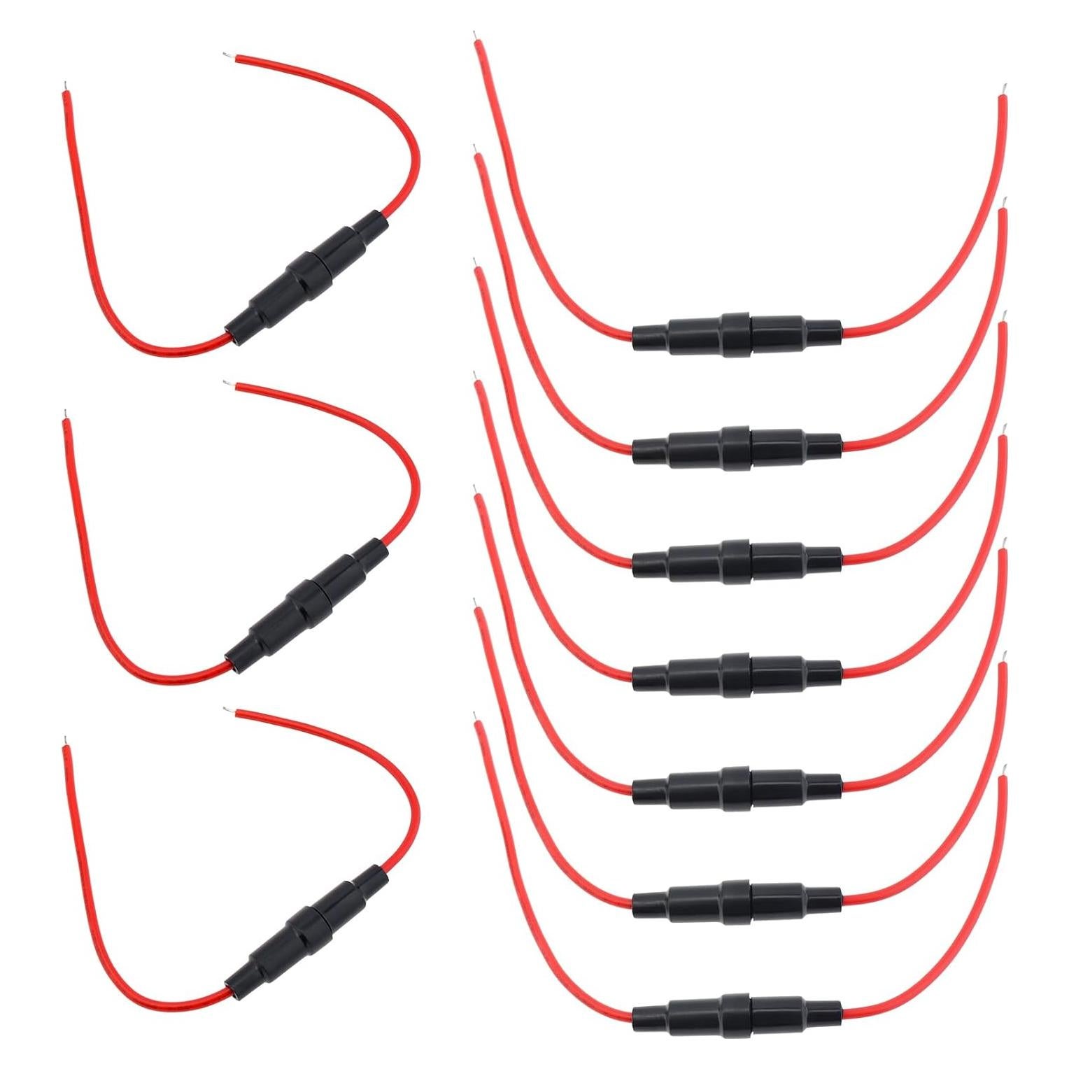 10 Soportes de Fusible Inline DiGiYes 5x20mm 22AWG 23cm