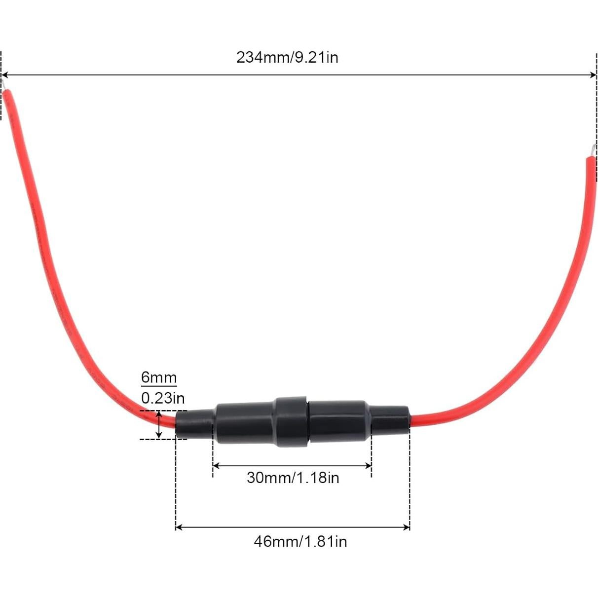 10 Soportes de Fusible Inline DiGiYes 5x20mm 22AWG 23cm