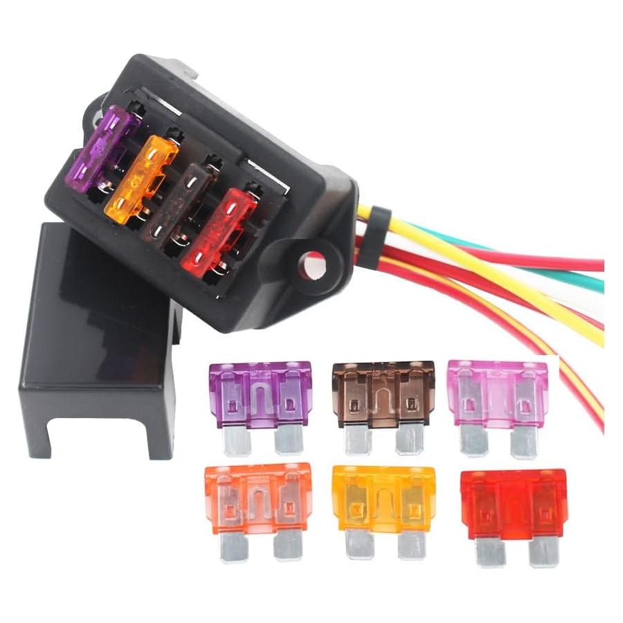 Soporte de fusibles Gebildet 4 vías con 10 fusibles 3A-40A