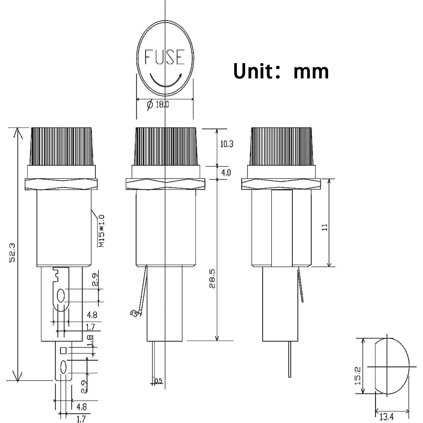 Soporte de Fusible Montado en Panel Yoiilnz 5 Pcs 10A 250V