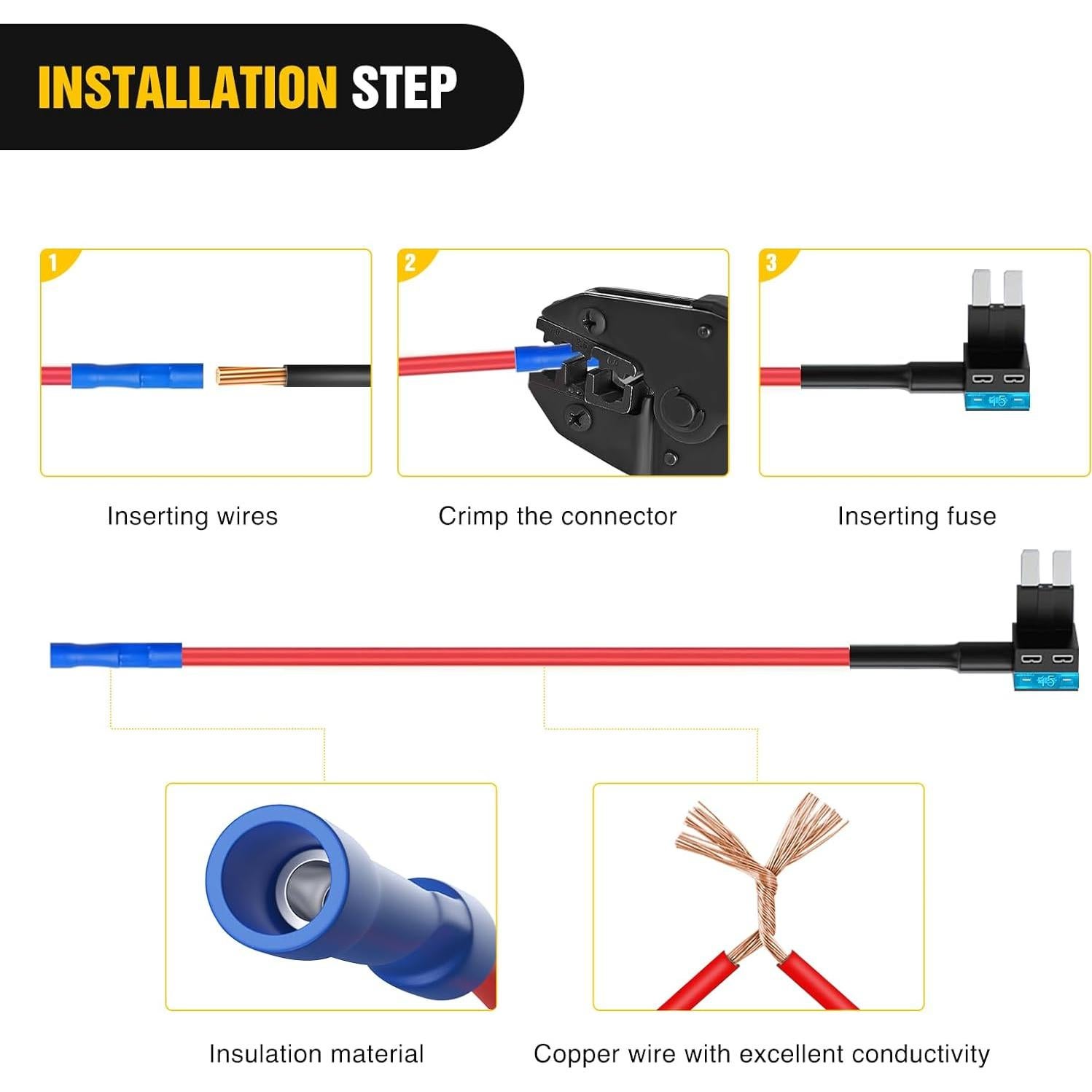 Adaptador de Fusible Nilight Add-a-Circuit 10 Piezas 15A