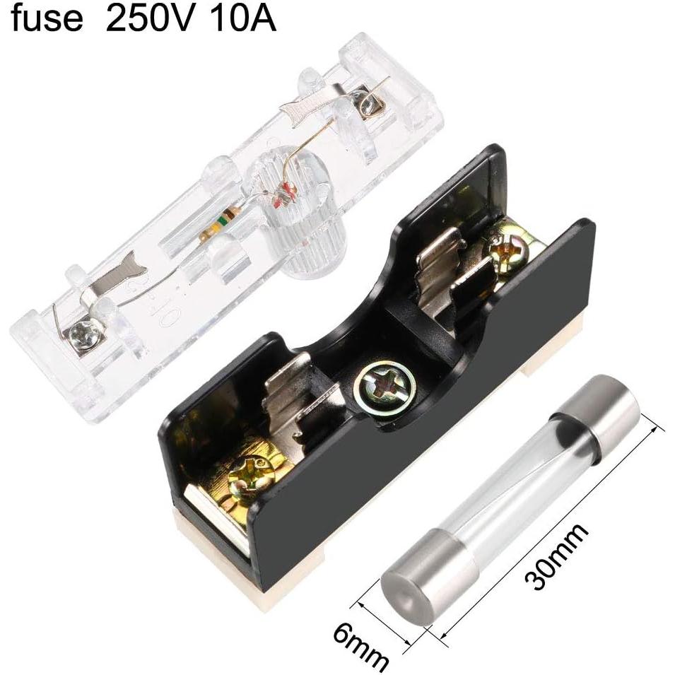 Soporte de Fusible uxcell con Fusible 6x30mm 250V 10A - 5Pcs