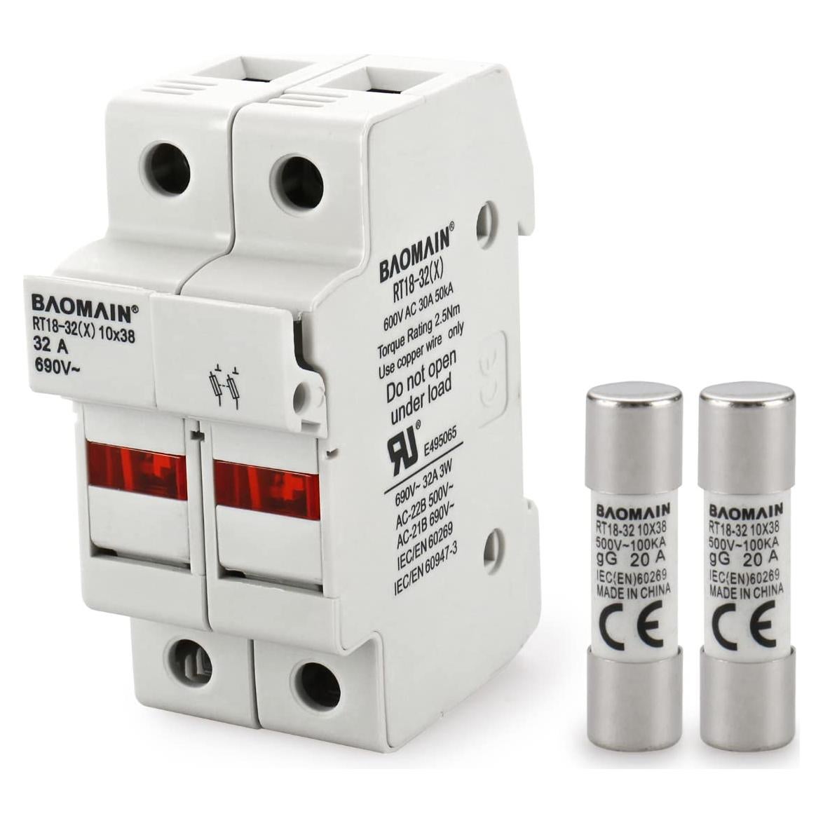 Soporte de Fusible Cilíndrico Baomain RT18-32 20A DIN