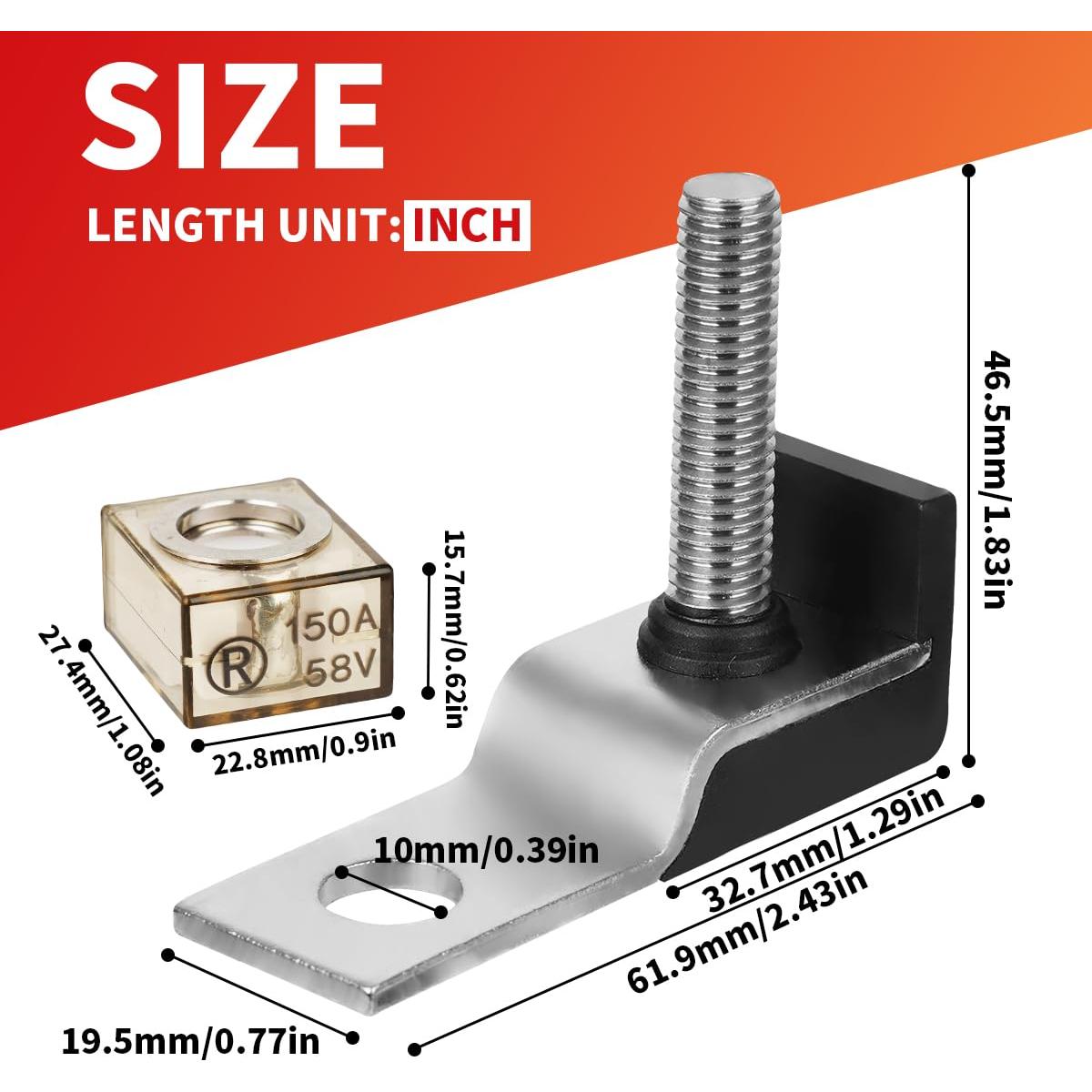 Soporte de Fusible de Batería JXJXQU 200A Impermeable