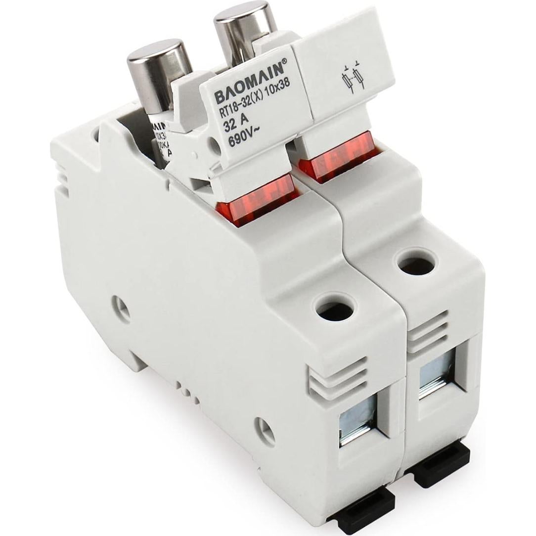 Soporte de Fusible Baomain RT18-32 2 Polos 5A Montaje DIN