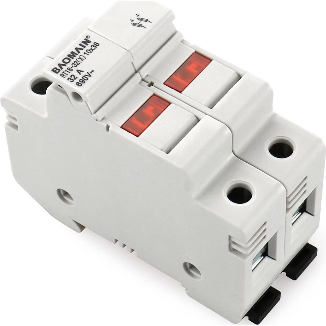 Soporte de Fusible Cilíndrico Baomain RT18-32 16A 2 Polos DIN