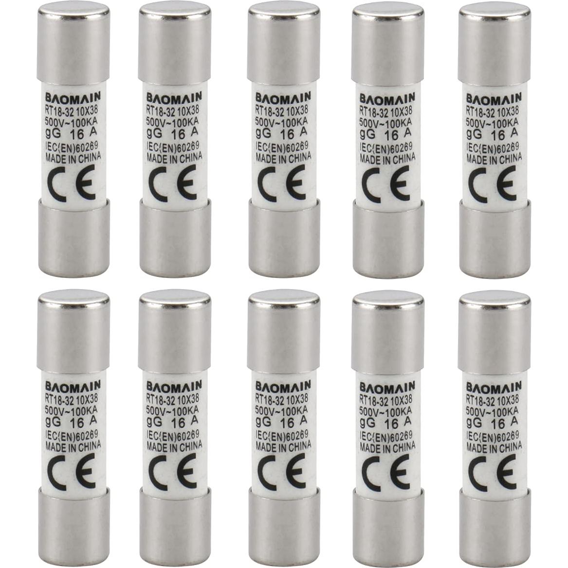 Soporte de Fusible Cilíndrico Baomain RT18-32 16A 2 Polos DIN