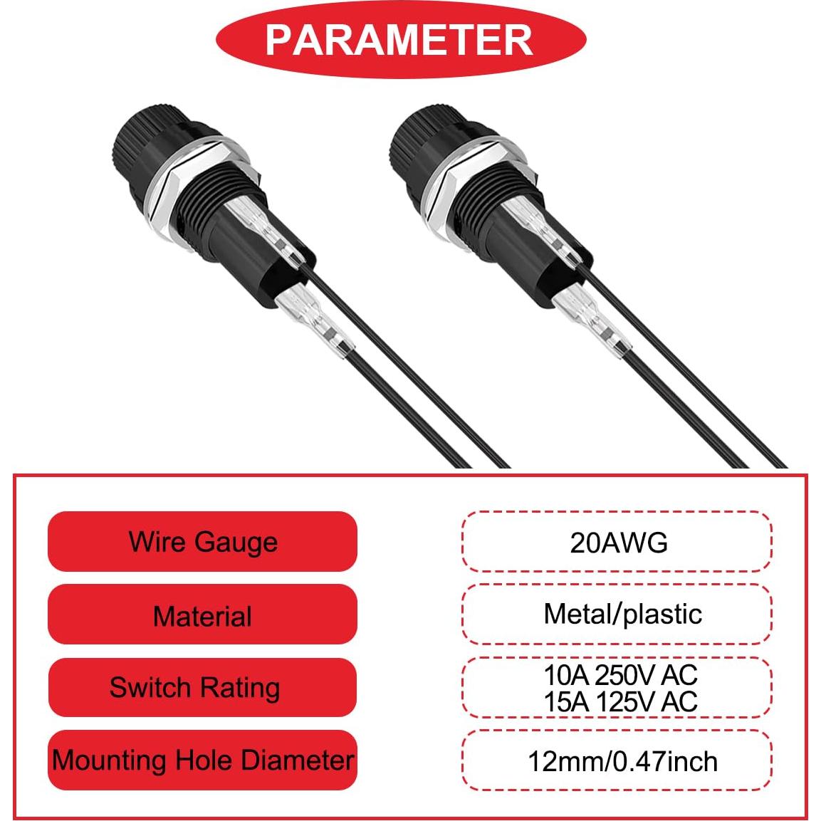 Soporte de Fusible Montaje en Panel MKBKLLJY 12V 10A 15A