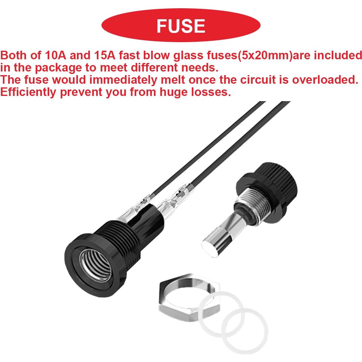 Soporte de Fusible Montaje en Panel MKBKLLJY 12V 10A 15A