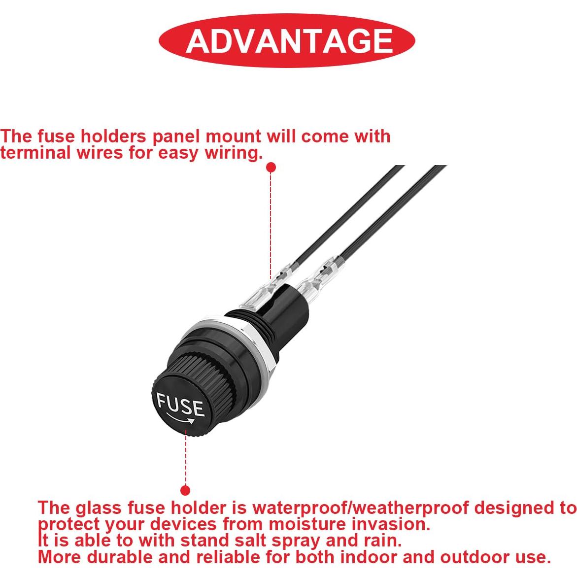 Soporte de Fusible Montaje en Panel MKBKLLJY 12V 10A 15A