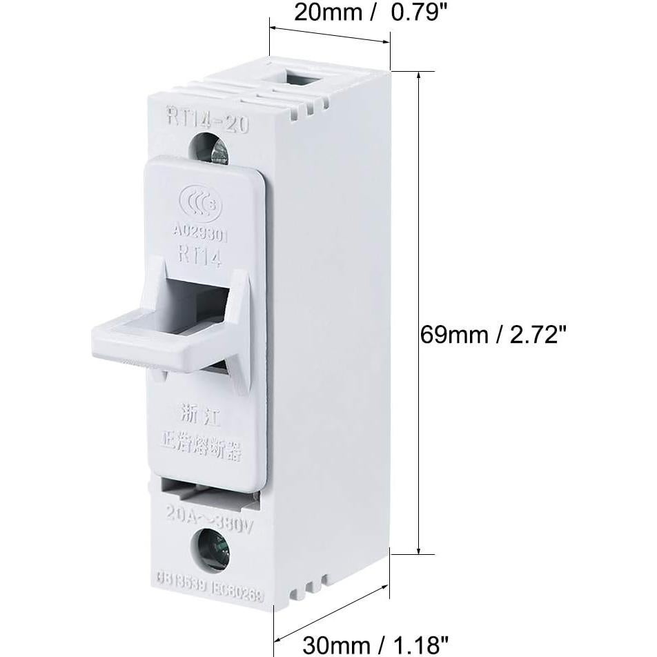 Portafusible Cerámico 20A 380V AC uxcell RT14 RT18 R015 2Pcs