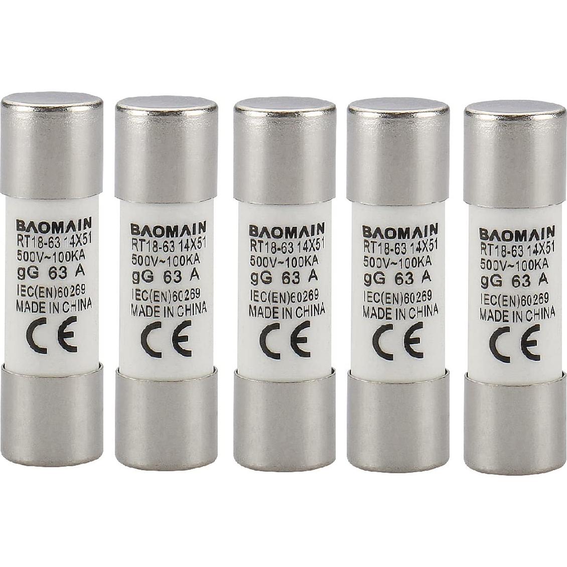 Portafusibles Baomain RT18-63 con 5 Fusibles Cerámicos 63A