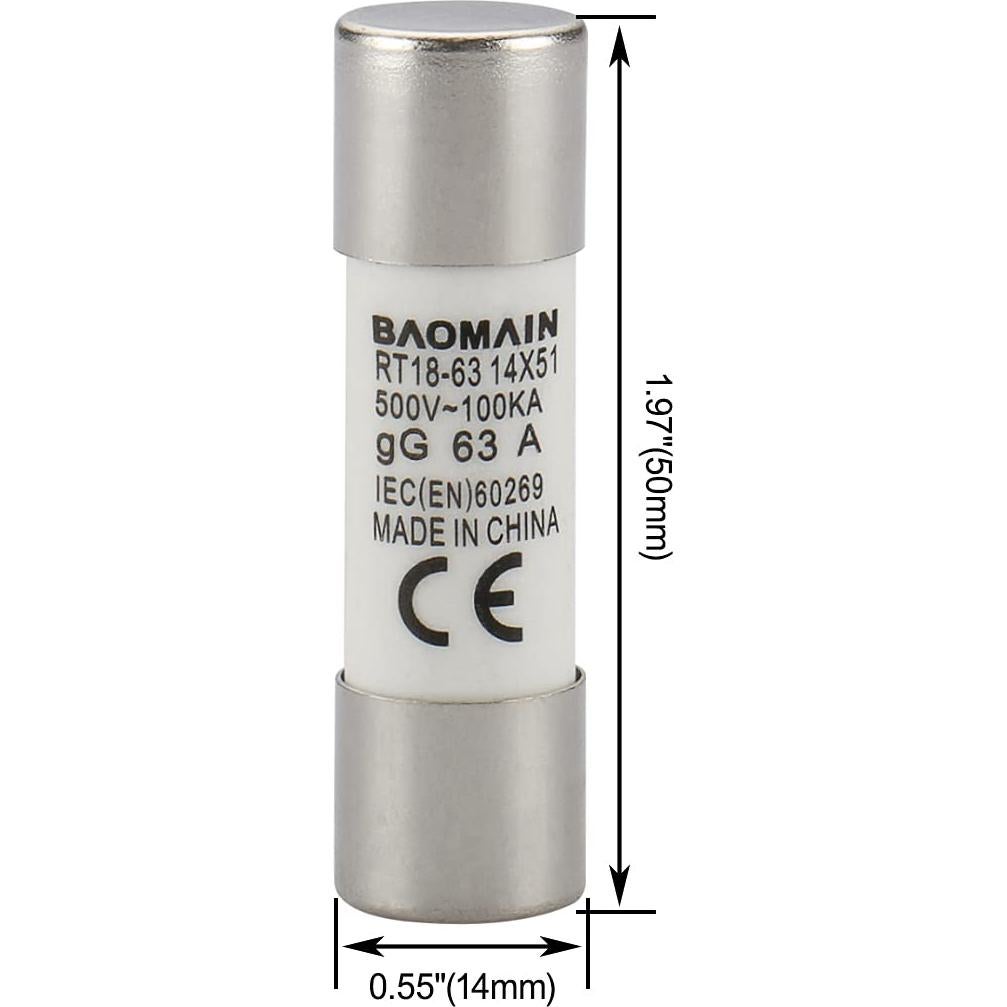 Portafusibles Baomain RT18-63 con 5 Fusibles Cerámicos 63A