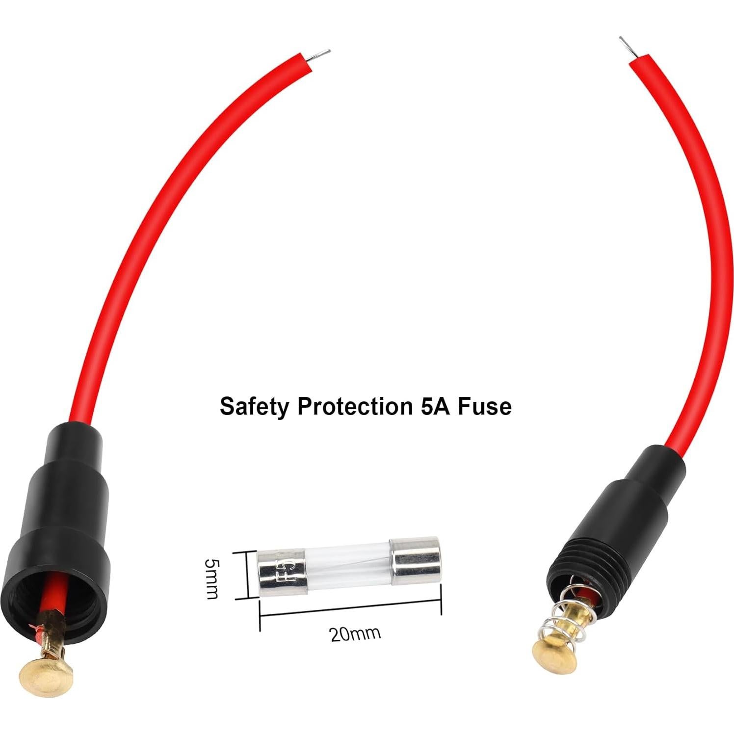 Soporte de Fusible PNGKNYOCN 5x20mm con Cable 22 AWG - Paquete de 6