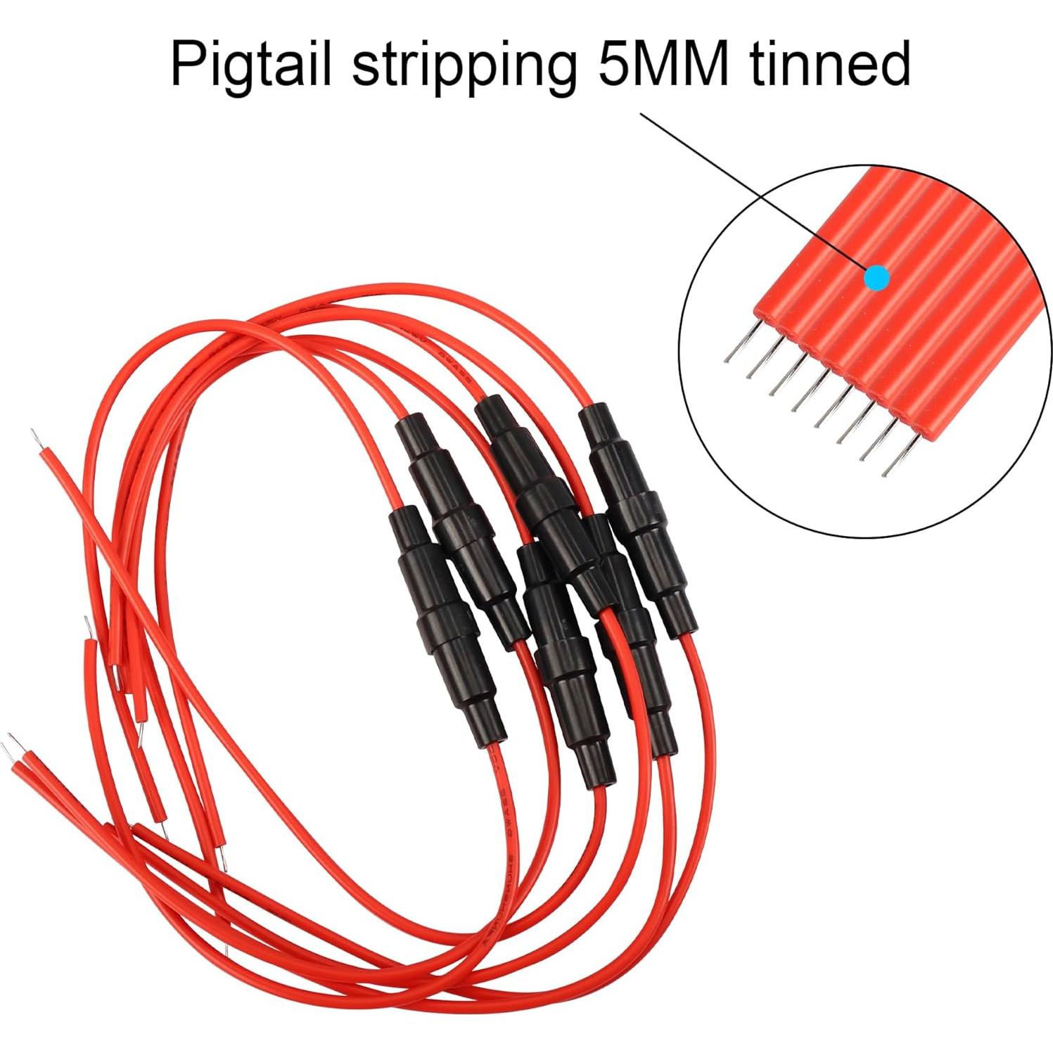 Soporte de Fusible PNGKNYOCN 5x20mm con Cable 22 AWG - Paquete de 6