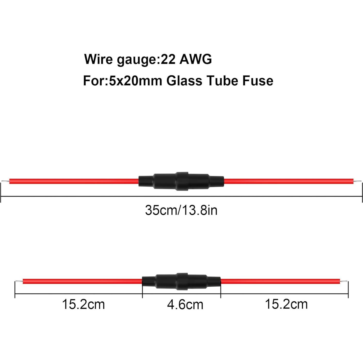 Soporte de Fusible PNGKNYOCN 5x20mm con Cable 22 AWG - Paquete de 6