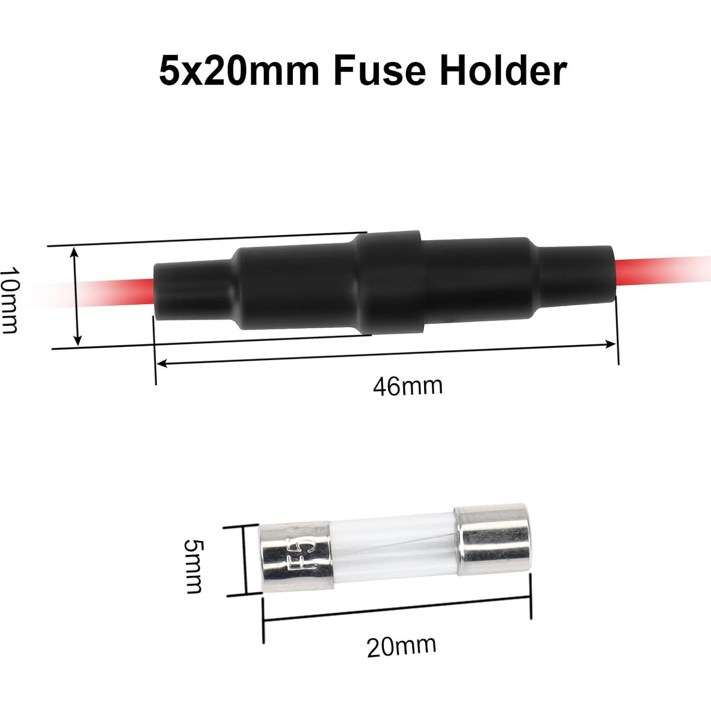 Soporte de Fusible PNGKNYOCN 5x20mm con Cable 22 AWG - Paquete de 6