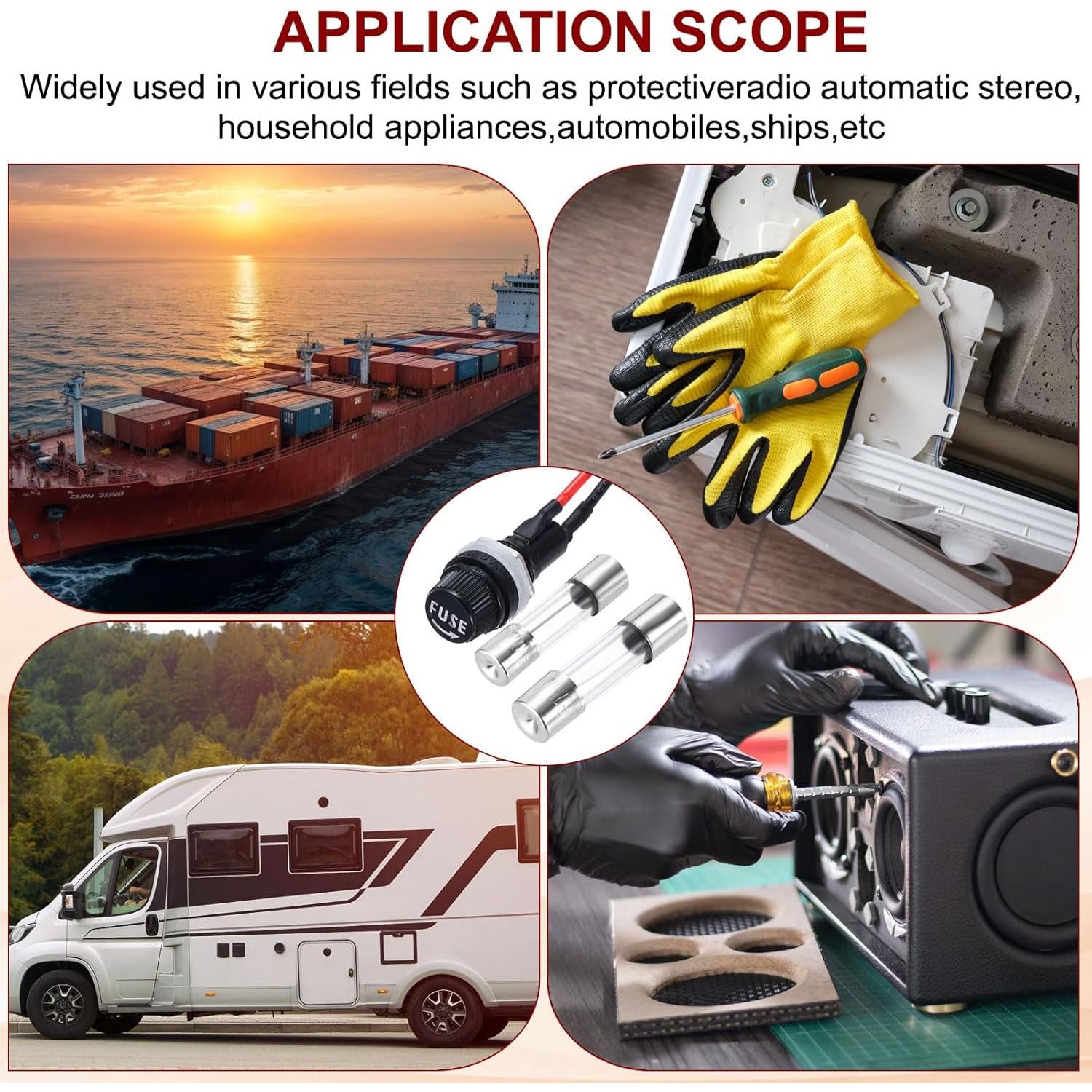 Soporte de Fusible Montaje en Panel MECCANIXITY 8 Pcs 10/15A