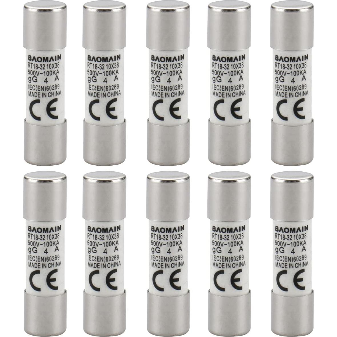 Portafusibles RT18-32 Baomain con 10 Fusibles Cerámicos 4A