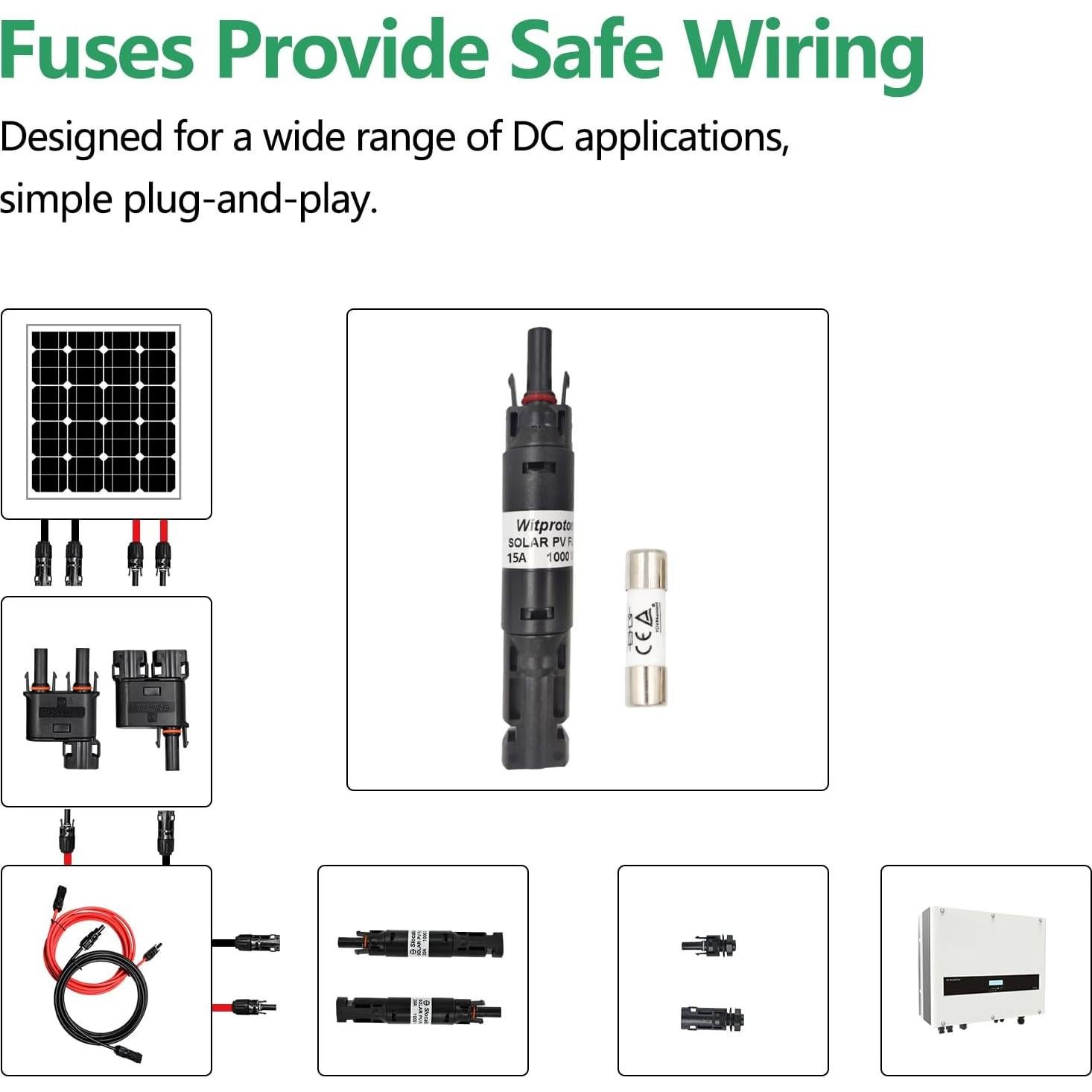 Soporte de Fusible Solar Witproton 15A IP68 para Paneles