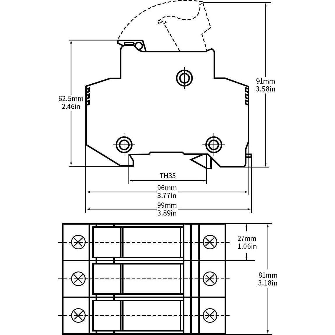 Portafusibles Baomain RT18-63 con 20 Fusibles Cerámicos 63A