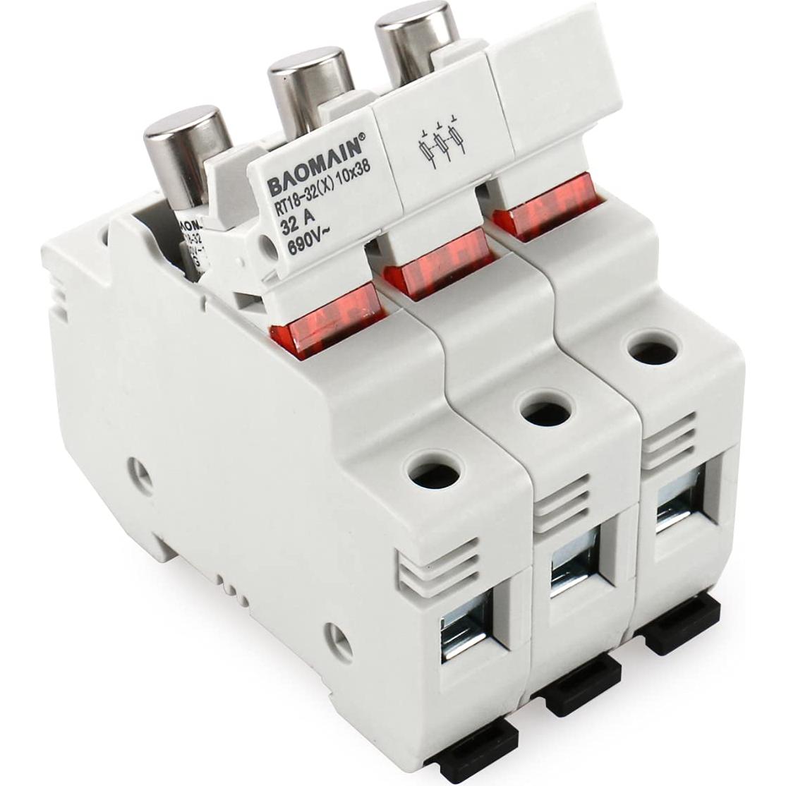Portafusibles Baomain RT18-32 con 10 Fusibles Cerámicos 32A
