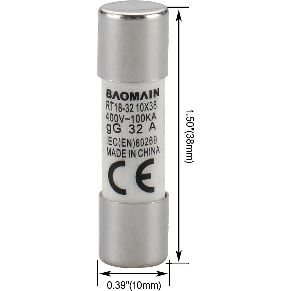 Portafusibles Baomain RT18-32 con 10 Fusibles Cerámicos 32A